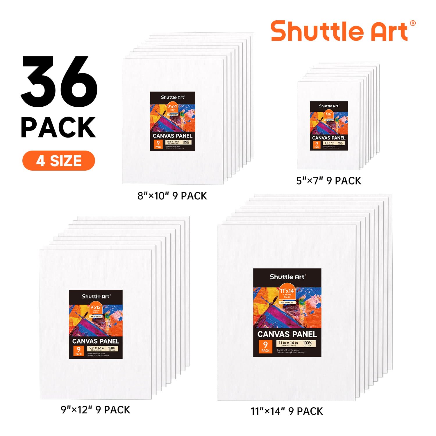 Amazon.com: Shuttle Art 36 Pack Canvas for Painting, Multi-Size